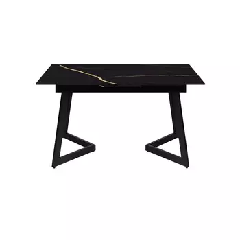 Стол Бакс, стекло с фотопечатью черное золото, каркас черный