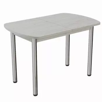 Стол джаз, 700х1100/1500хн770, дуб крафт белый/хром