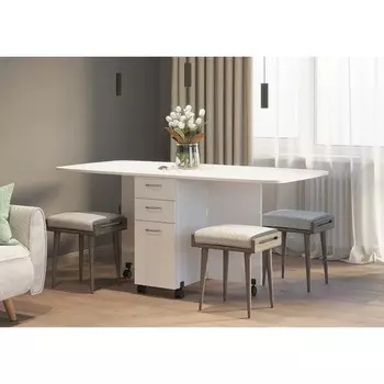 Стол книжка с ящиками 380/1670х800х740 белый