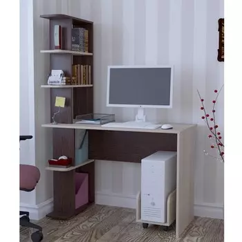 Стол компьютерный ск07, 1100х550х1590, дуб молочный/венге