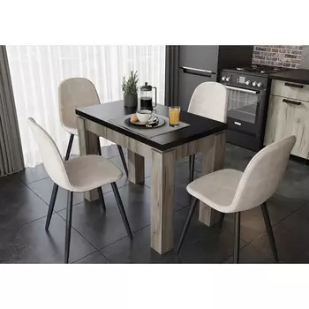 Стол кухонный эдинбург, 980х580х760, черный/дуб крафт серый