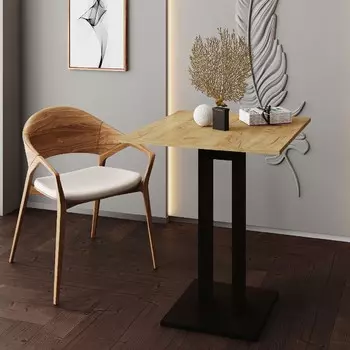 Стол кухонный на одной ножке сандро, 650х650х780, черный/дуб крафт золотой