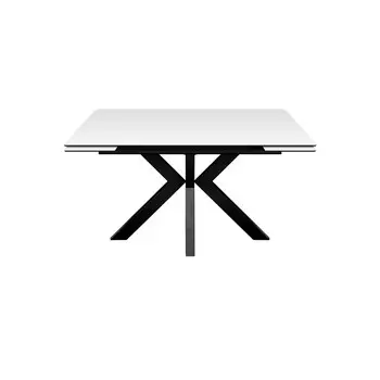 Стол Меджик, стекло лакобель белый, каркас черный