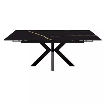 Стол Меджик, стекло с фотопечатью черное золото, каркас черный