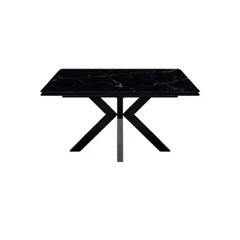 Стол Меджик, стекло с фотопечатью черный мрамор, каркас черный