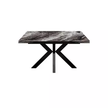Стол Меджик, стекло с фотопечатью серый мрамор, каркас черный