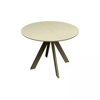 Стол Милтон, стекло лакобель бежевый, каркас шампань