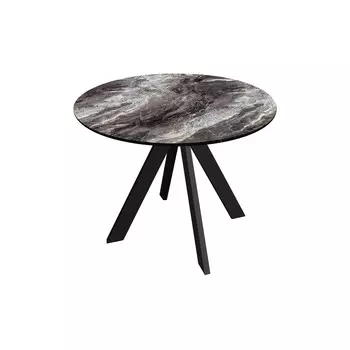 Стол Милтон, стекло с фотопечатью серый мрамор, каркас черный