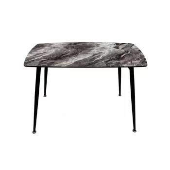Стол обеденный Брик, стекло с фотопечатью Серый мрамор, каркас черный
