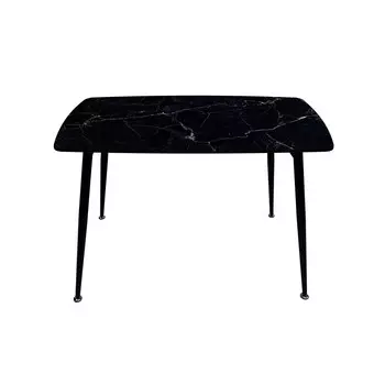 Стол обеденный Брик, стекло с фотопечатью черный мрамор, каркас черный