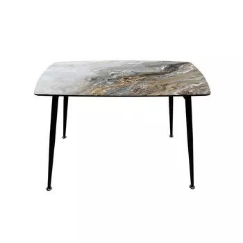 Стол обеденный Брик, стекло с фотопечатью Оникс, каркас черный