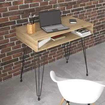 Стол письменный chicago 90х45х75 см, дуб краф золотой, черный