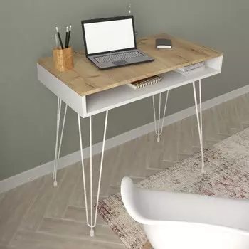 Стол письменный chicago 90х45х75 см, дуб краф золотой, белый