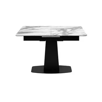 Стол Стенли, стекло с фотопечатью белый мрамор 2 , каркас черный