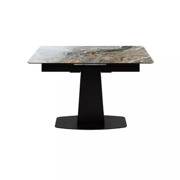 Стол Стенли, стекло с фотопечатью оникс, каркас черный