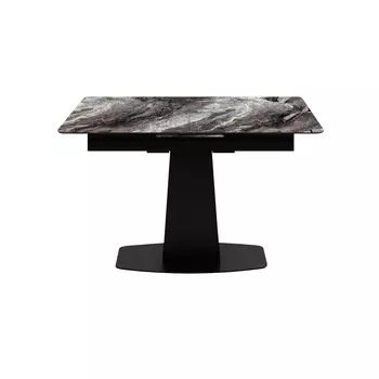 Стол Стенли, стекло с фотопечатью серый мрамор, каркас черный
