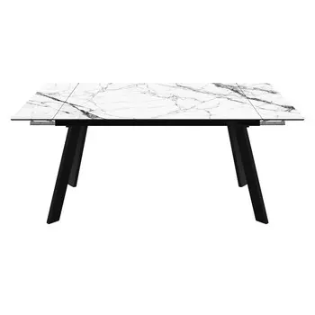 Стол Техас, стекло с фотопечатью белый мрамор , каркас черный