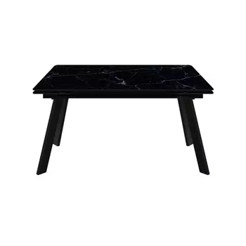 Стол Техас, стекло с фотопечатью черный мрамор, каркас черный