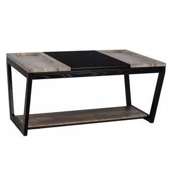 Стол журнальный BeautyStyle 33 дуб крымский состаренный/венге/стекло черное