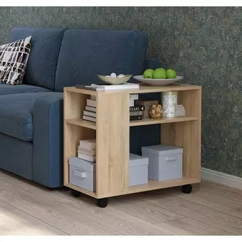 Стол журнальный бруно на колесиках, 700х350х600, дуб сонома