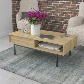 Стол журнальный chicago, 100х50х35 см, дуб крафт золотой, черный