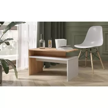 Стол журнальный лайт, 700х420х400, дуб крафт золотой/белый