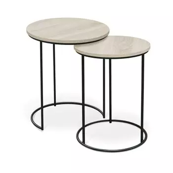 Столик журнальный, 450х450х550, дуб беленый/черный муар