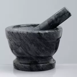 Ступка с пестиком, 130 мл, 10 см, мрамор, черная