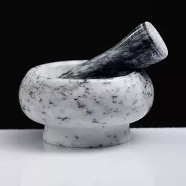 Ступка с пестиком, 75 мл, 5 см, камень, белая