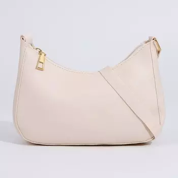 Сумка багет из искусственной кожи, 19х15х6.5 см, белый цвет