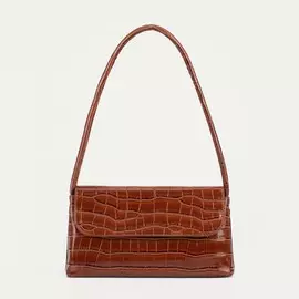 Сумка-багет на клапане, цвет коричневый