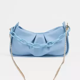 Сумка-багет на молнии, цвет голубой