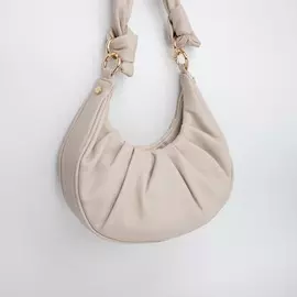 Сумка-багет, отдел на кнопке, цвет бежевый