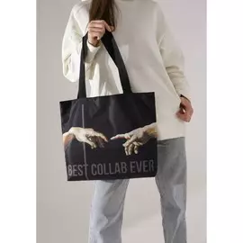 Сумка-шопер best collab ever без молнии с подкладкой, цвет чёрный