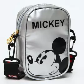 Сумка дет микки l-б/н, 10*4*15, отд на молнии, регул ремень, серебро