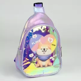 Сумка детская через плечо сердечки на молнии, цвет сиреневый