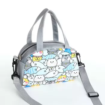 Сумка детская для девочки на молнии, регулируемый ремень, цвет серый