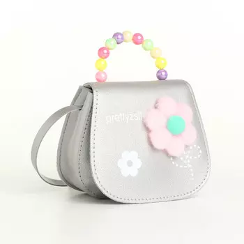 Сумка детская на клапане, цвет серебряный