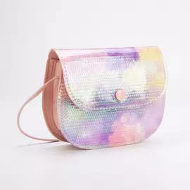 Сумка десткая блестящая с клапаном на кнопке, сиреневый, 18,5х5,5х12,5 см