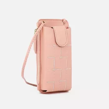 Сумка на магните, длинный ремень, розовая