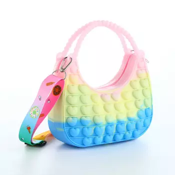 Сумка детская на молнии, цвет розовый/желтый/синий