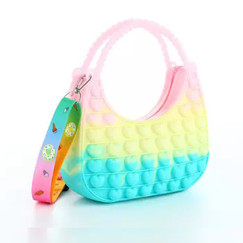 Сумка детская на молнии, цвет розовый/желтый/бирюзовый