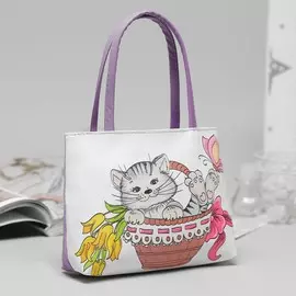 Сумка детская на молнии, ручки, цвет сиреневый