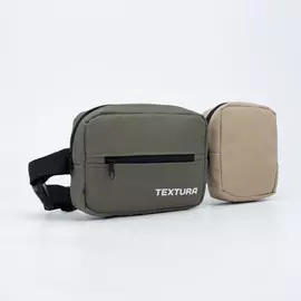 Сумка детская поясная на молнии, наружный карман, цвет хаки/бежевый