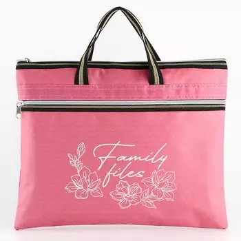 Папка для документов с ручками на молнии а4 family documents, розовая, 36 х 29 см.