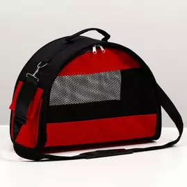 Сумка - переноска для животных, полукруглая с карманоми пвх, 37 х 18 х 25 см, красная