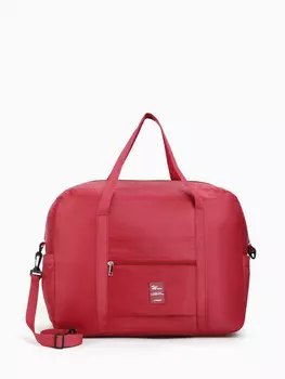 Сумка дорожная на молнии, 3 наружных кармана, держатель для чемодана, длинный ремень, бордовая