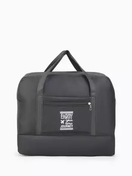 Сумка дорожная на молнии, отдел для обуви, наружный карман, держатель для чемодана, черная