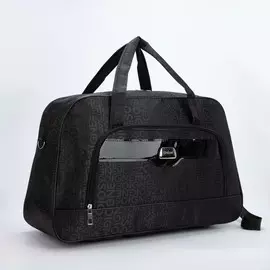 Сумка дорожная на молнии, наружный карман, длинный ремень, цвет чёрный