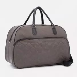 Сумка дорожная на молнии, наружный карман, длинный ремень, цвет коричневый